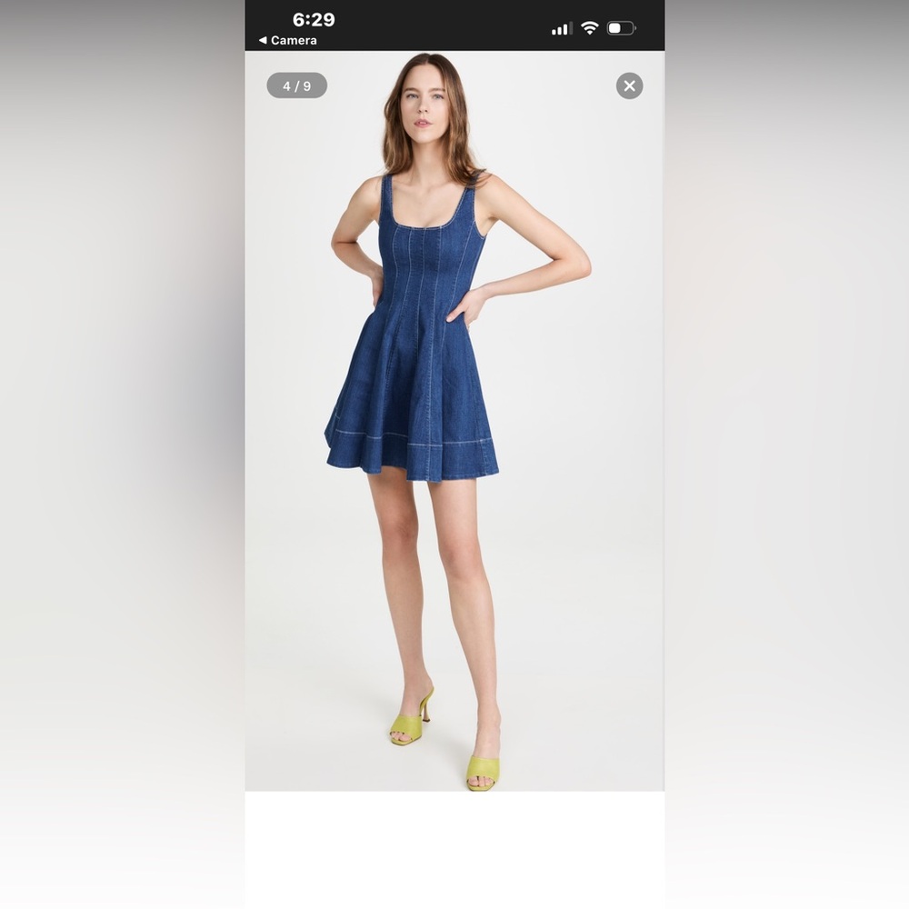 STAUD Denim Fit-and-Flare Mini Dress - Blue